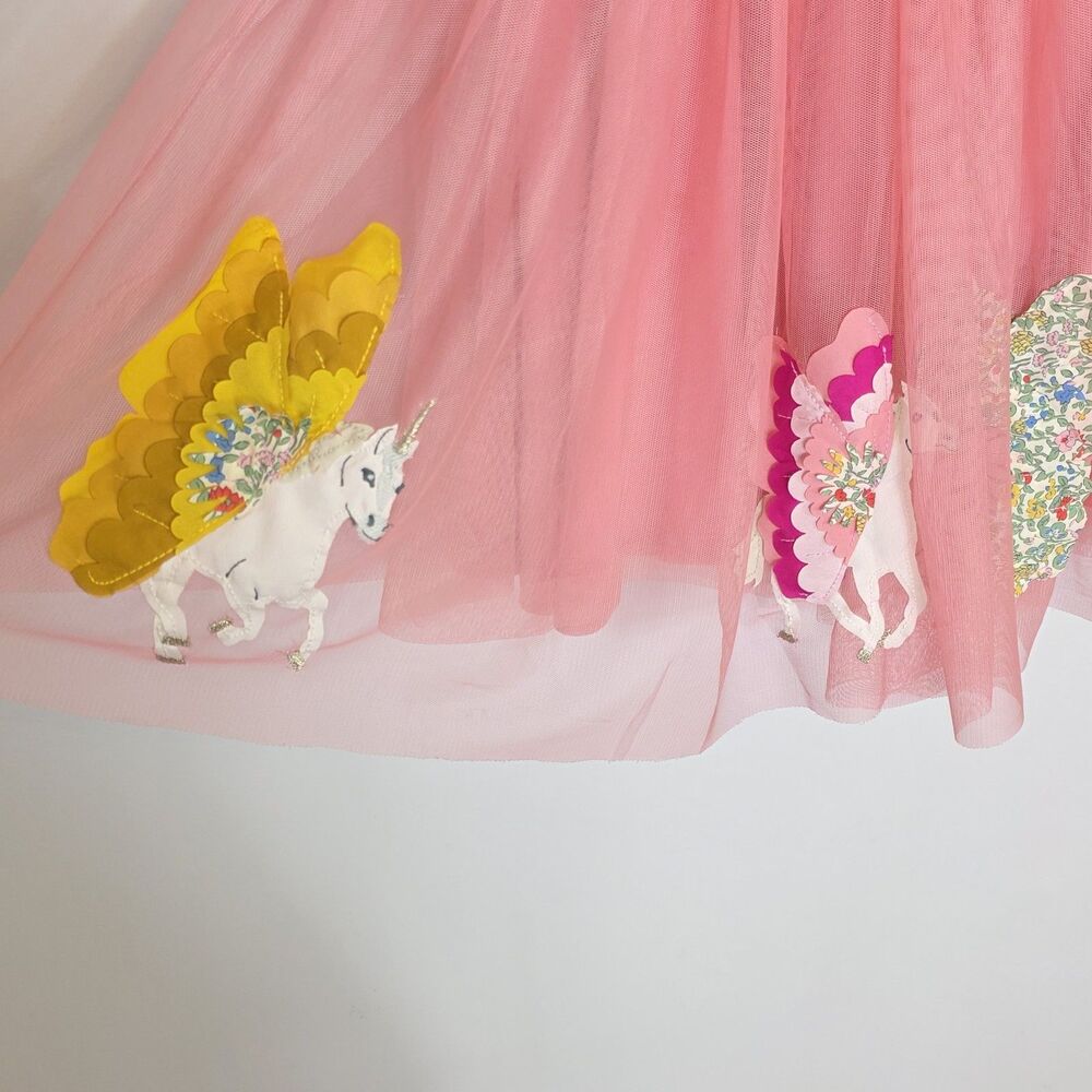 Mini Boden Katie Unicorn Appliqué Pink Tulle Cotton Princess Dress Girls SZ 8-9y - Picture 7 of 11